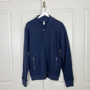 G-STAR RAW Navy Correct Heavyweight Pique Knit Bomber Jacket Zip Closure Sz XL